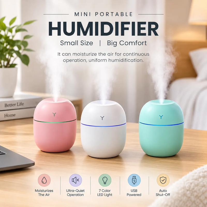 Mini Portable Air Humidifier – USB Rechargeable Cool Mist
