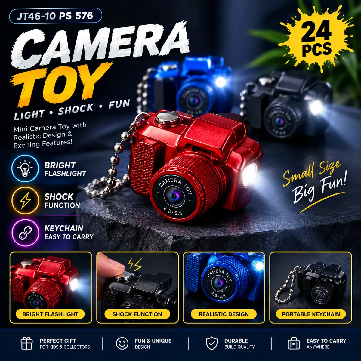 Mini Camera Toy Keychain with LED Light – Portable Kids Toy